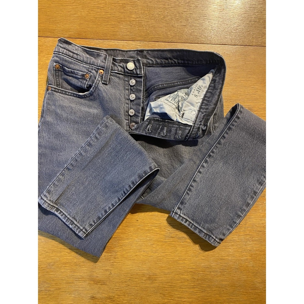 Levi's 501 S Jeans Sz 27x30 Great Looking Blue Denim Distressed Jeans Button Fly